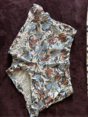 Old Navy Floral Linen-Blend Lounge Shorts in Blue, Rust & Mustard
